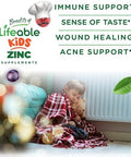 Lifeable Zinc Gummies For Kids 15Mg Great Tasting Kids Zinc Supplements Gmo Vegetarian Zinc Vitamins For Healthy Skin And Immune Support For Kids And Children 90 Gummies
