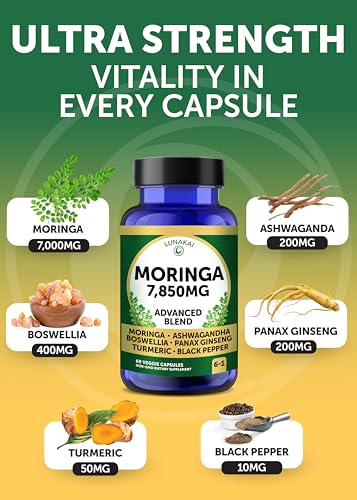 Lunakai Usa Made Moringa & Sea Moss Capsules Bundle 6-In-1 & 16-In-1 Advanced Blends 60 Non-Gmo Veggie Capsules Each