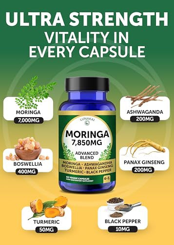 Lunakai Usa Made Moringa & Candidex Shield Capsules Bundle 6-In-1 & 11-In-1 Daily Blend 60 Non-Gmo Capsules Each