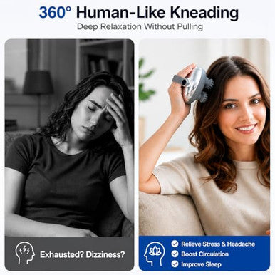 Melonsun Electric Scalp Massager Anti-Tangle Deep Kneading Head Massager Ipx7 Waterproof Shower Use Usb-C Rechargeable 3 Modes 8 Removable Claws Stress Relief For Women Men