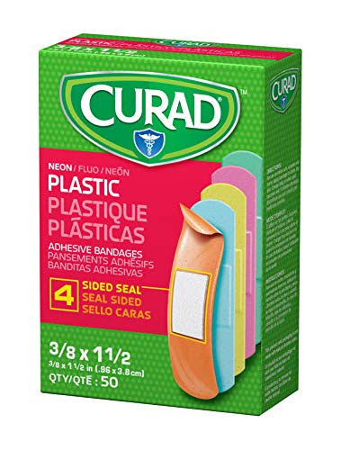 Curad Neon Plastic Adhesive Bandages Assorted Colors 3/4" x 3" (Case of 1200)