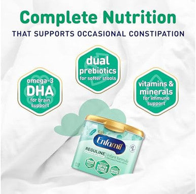 Enfamil Reguline Baby Formula Milkbased Infant Nutrition Dual Prebiotics For Soft Comfortable Stools Within 1 Week Of Use Omega3 Dha For Immune Support Reusable Powder Tub 19.5 OzÃ¢â‚¬â€¹