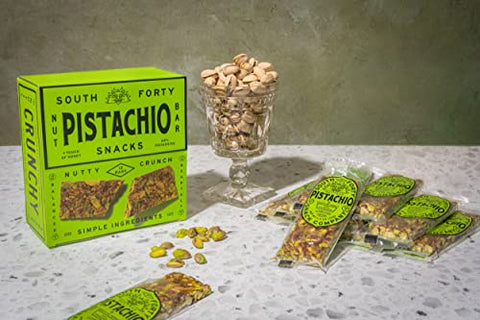South 40 Snacks Pistachio and Cashew Bars, Extra Crunchy Nut Snack Bar, Simple Ingredients, Honey and Sugar, Unique Delicious Healthy Nut Clusters(40g Bar, Pack of 12)