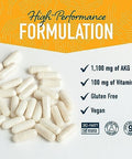 Smnutrition Akg Supplement 1100Mg Per Serving Arginine Alpha Ketoglutarate With Calcium + Vitamin C Aakg Supplement For Healthy Aging Longevity Energy And Focus 180 Aakg Capsules Vegan Nongmo