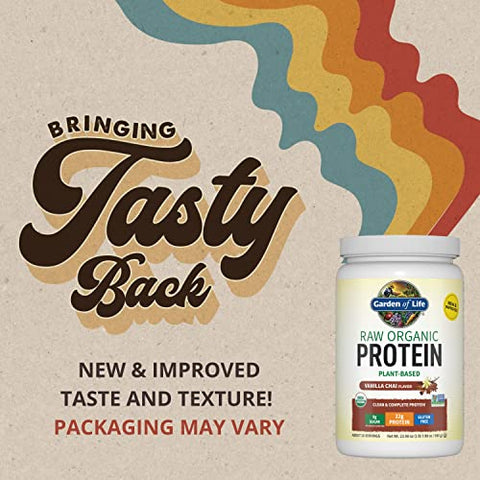 Garden Of Life Organic Vegan Protein Powder Plant Based & Bcaas Organic Protein Powder With Probiotics & Enzymes Non-Gmo Gluten-Free Lactose Free Vanilla Chai 1.2 Lb