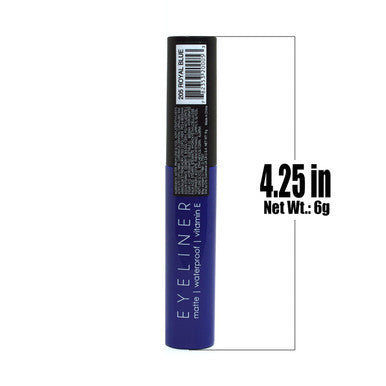 Italia Deluxe Makeup 1 Classic Liquid Eyeliner 205 Matte Royal Blue Eye Liner Vitamin E ZipBag