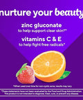 vitafusion Daily Complexion Care (1) Beauty Supplement Helps Support Clear Skin (1) (2) with Zinc Gluconate Plus Vitamins E and C Tangerine Strawberry Flavor 60 Count
