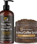 M3 Naturals Ylang & Ginger Massage Oil + Coffee Body Scrub Bundle
