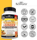 Organic Turmeric Curcumin And Ginger Supplement (1 Month Supply) Plus 65 Billion Cfu Daily Probiotic Supplement (1 Month Supply)
