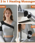 Flaremore Cordless Heated Knee Massager With Vibration Heated Knee Brace Wrap Heating Knee Pad For Knee Elbow Knee Heating Pad For Arthritis With 6 Heating Levels 3 Massage Modes&Timer (Black+White)