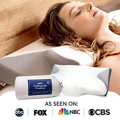 Sutera Dream Deep Contour Memory Foam Pillow Orthopedic Cervical Support For Neck Shoulder And Back Pain Relief Ergonomic Pillow For Side Back And Stomach Sleepers Washable Cover - White+Bag