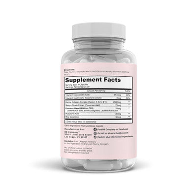BB Company Ra diancy | Vaginal Probiotics for Vaginal Dryness pH Balance | Fights Itch Odor | Anti-Aging | Hyaluronic Acid Probiotics Vitamin C Multi Collagen | 120 Ct