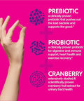 Florajen Women S Triple-Action Probiotic Prebiotic Probiotic Cranberry For Vaginal Digestive & Immune Support - Fast-Acting - Clinically-Studied - Gluten-Free & Vegan 30-Count
