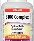 Webber Naturals B100 Complex 100Mg Of B Vitamins Bonus Size 6030 Tablets