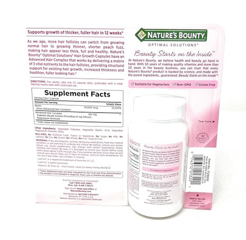Nature'S Bounty Hair Growth Supplement 1 Per Day Clinically Shown To Support Thicker Fuller Hair With Biotin Silicon & Arginine 90 Capsules