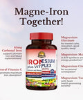 Vitalitown Magnesium Complex Supplement 500mg and 65mg Iron Supplement for Women Men for Sleep Muscle Blood Building and Energy Improvement