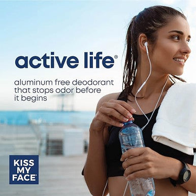 Kiss My Face Active Life Deodorant Contains Naturally Derived Ingredients 72 Hour Odor Control For Women And Men Aluminum With Coconut Oil And Probiotics Cucumber And Green Tea Scent 3 Pack