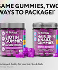 Iq Biology Biotin Gummies For Hair Skin And Nails - Hair Growth Vitamins For Women & Men - Hair Loss Gummy Supplement With Extra Strength Biotin (Vitamin B7) Collagen Keratin & Dht Blocker 60 Chewable Bears