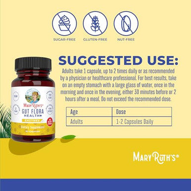 Maryruth'S Maryruth Organics Gut Flora Health Enzymes Up To 2 Month Supply Prebiotic Probiotic Digestive Enzymes Blend For Healthy Gut Biome & Digestive Support Gastrointestinal Health 60 Capsules