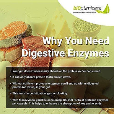 BiOptimizers - MassZymes Digestive Enzymes (250 Capsules) and Gluten Guardian (90 Capsules) Supplement Bundle