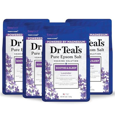 Dr Teal'S Pure Epsom Magnesium Salt SoakSoothe & Sleep With Lavender3 Lb (Pack Of 4)