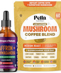 Drops Of Nature Ashwagandha & Saffron Liquid Drops Supplement (Mixed Berry 60Ml) & Pella Nutrition Mushroom Coffee With Lion'S Mane (Low-Caffeine 60 Cups) Vegan Non-Gmo Focus & Mood Balance