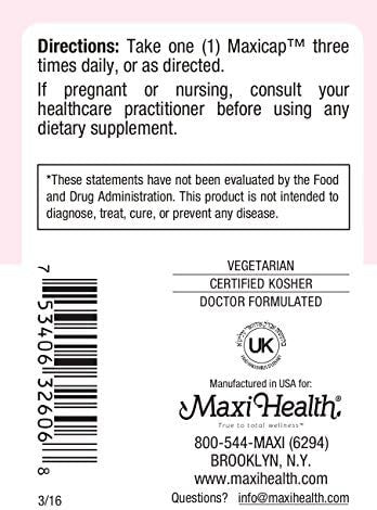 Maxi Health Gingermax - Ginger - Bromelain & Vitamin B6 - Digestion Health - 60 Capsules - Kosher