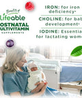 Lifeable Postnatal Multivitamin with Iron Choline and Iodine Great Tasting Postnatal Vitamins for Women Breastfeeding Vegetarian NonGMO Lactation Supplement 90 Gummies