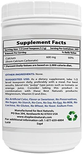 Best Naturals Calcium Carbonate Powder 1 Pound Food Grade (16 Oz (Pack Of 1))