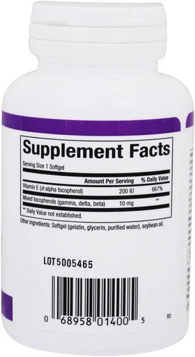 Natural Factors Vitamin E Mixed 200 IU Antioxidant Support for Cellular Integrity 90 Soft Gels