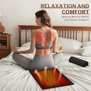 Homlyns Heated Acupuncture Mat - 6 Heat Levels With 2 Hours Auto Off And 4 Adjustable Time Settings Heating Acupressure Mat Full Body Massage Relieve Stress And Improve Sleep Black