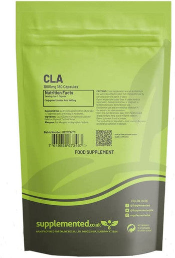 Conjugated Linoleic Acid 90 Capsules, High Strength CLA Tonalin 1000mg Softgels Capsules Supplement UK Made. Pharmaceutical Grade Omega 6 Oil from Safflower