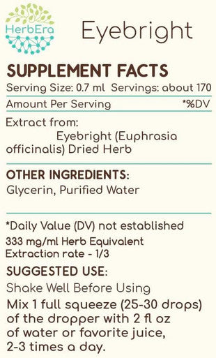 Eyebright B120 (2pcs) Alcohol-Free Herbal Extract Tincture, Concentrated Liquid Drops Natural Eyebright (Euphrasia spp.) Dried Herb (2x4 fl oz)