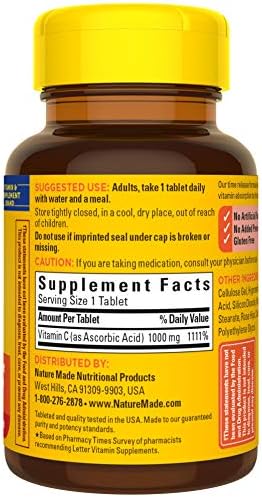 Nature Made Vitamin C 1000 Mg Time Release Tablets With Rose Hips 60 Count (Packaging May Vary)