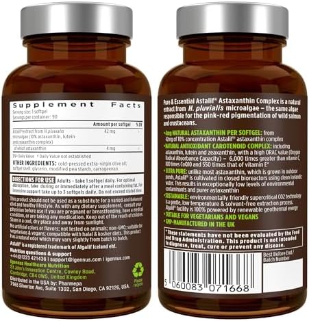 Multivitamin and Minerals for Men + Astaxanthin Complex Vegan Bundle Sustained Release Advanced Multivitamin + 4 mg H. Pluvialis Natural Astaxanthin by Igennus