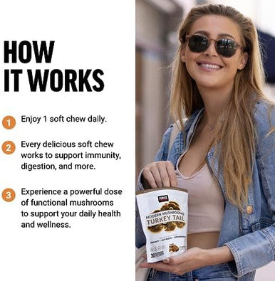 Force Factor Modern Mushrooms Soft Chews Turkey Tail Mushroom Supplement To Support Immunity Digestive Health And Vitality Antioxidants Supplement Delicious S Mores Flavor 30 Soft Chews