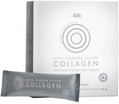 4Life Transfer Factor Collagen - Targeted Total Body Age-Defying Formula with Vitamins and 5 Types of Collagen - Dermatologist-Tested - Hair Skin and Nail Support - 15 Packets
