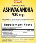 Sundance Ashwagandha 920Mg 60 Capsules Super Concentrated Traditional Ayurvedic Herb Nongmo Gluten Supplement