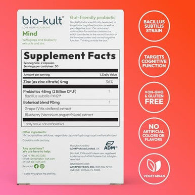 Bio-Kult Mind Probiotic Supplement For Cognitive Function With Added Grape And Blueberry Extracts And Zinc ÃƒÂ¢Ã¢â€šÂ¬Ã¢â‚¬Å“ 60 Capsules