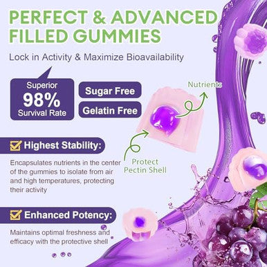 Totaria Sugar Free 5 in 1 Probiotic Prebiotic Postbiotic Gummy 36 Strains Probiotics for Women Men with Digestive Enzymes Peppermint Complete Immune Gut and Digestive Support Vegan