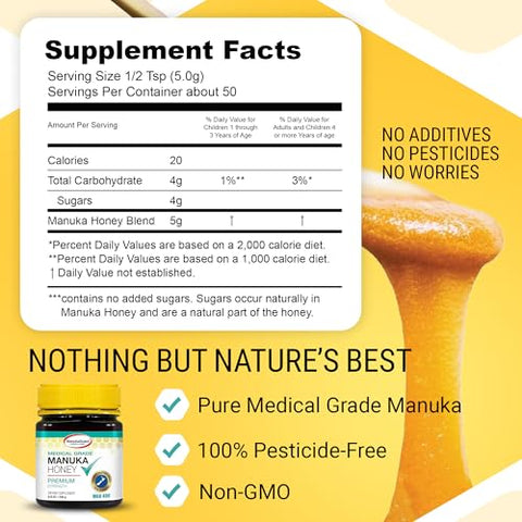 ManukaGuardÃ‚Â® Medical Grade Manuka Honey MGO 400+ | 100% Authentic New Zealand Manuka Honey | Healing Honey for Immunity Boost | 8.8 oz