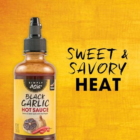 Simply Asia Hot Sauce, Black Garlic, Sweet and Savory Heat Made with Red Pepper and Black Garlic for Noodles, Rice, Stir-Fry, Wings, Yakitori, Chicken, Beef, Veggies, and More, 8 fl oz