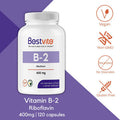 Vitamin B-2 (Riboflavin) 400mg (120 Vegetarian Capsules) - No Stearates - Vegan - Non GMO - Gluten Free