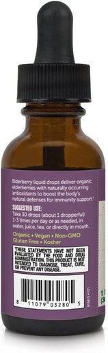 BareOrganics Elderberry Liquid Drops, Herbal Supplement, 1 Ounce