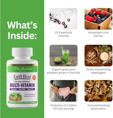 Paradise Herbs Earth'S Blend Women'S Once Daily Multivitamin With Iron 60 Capsules & Earth'S Blend Magnesium 90 Capsules Bundle