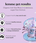 Lemme Irish Sea Moss Organic Liquid Drops With Vitamin D3 And Biotin For Trace Mineral Support Immunity Hair Skin & Nails Brain Health - Gluten & Sugar Free Non Gmo 1 Oz 30 Servings