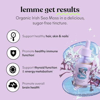 Lemme Irish Sea Moss Organic Liquid Drops With Vitamin D3 And Biotin For Trace Mineral Support Immunity Hair Skin & Nails Brain Health - Gluten & Sugar Free Non Gmo 1 Oz 30 Servings