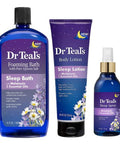 Dr Teals Melatonin Sleep Bath Set (Foaming Bath (34 Oz) Body Lotion (8 Oz) & Sleep Spray (6Oz) Stress Relief Lavender & Melatonin Promotes Better Sleep At Home Spa Kit Relax Before Bed