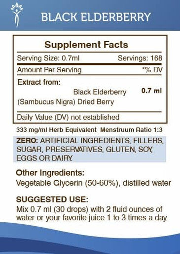 Secrets of the Tribe Black Elderberry Alcohol-Free Tincture (Glycerite) 680 mg Black Elderberry (Sambucus Nigra) Dried Berry (4 Fl Oz) Immune Support Supplement