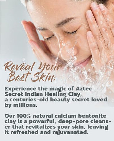 Aztec Secret Indian Healing Clay 1 Lb Deep Pore Cleansing Facial & Body Mask The Original 100% Natural Calcium Bentonite Clay Version 2